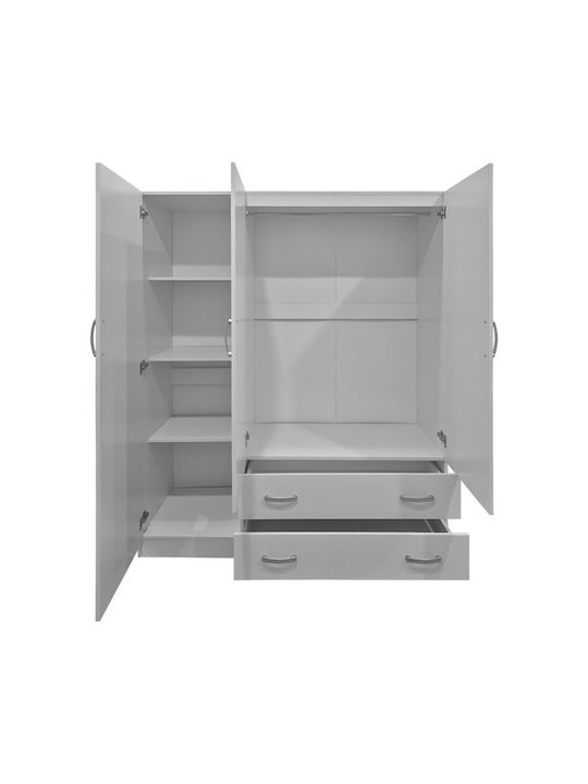 Alvia Тройна Врата Гардероб Бял 150x51x180см