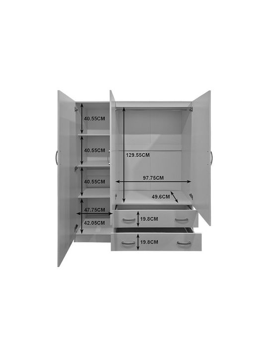 Alvia Triple Door Wardrobe Anthracite 150x51x180cm
