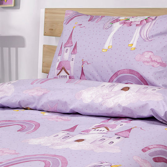 Lino Home Σετ Παιδικό Πάπλωμα Μονό με Μαξιλαροθήκη Λιλά 160x240εκ.