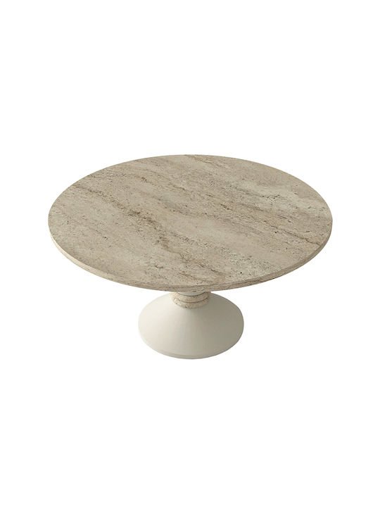 Round Side Table Lepper Wooden Travertine - Sandstone L75xW75xH39.8cm
