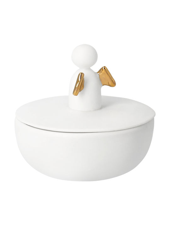 Raeder General Use Food Jar with Lid Made of White Porcelain 6x6x5.7cm 1 Pieces