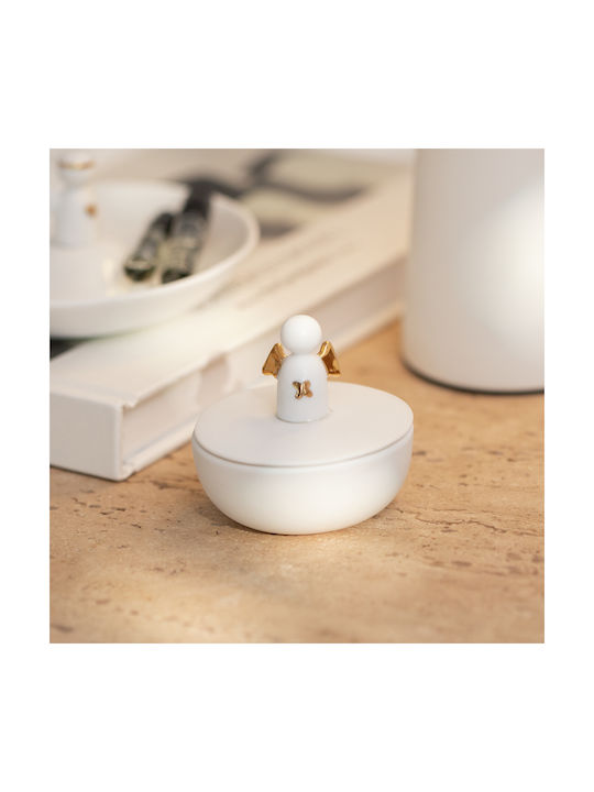 Raeder General Use Food Jar with Lid Made of White Porcelain 6x6x5.7cm 1 Pieces