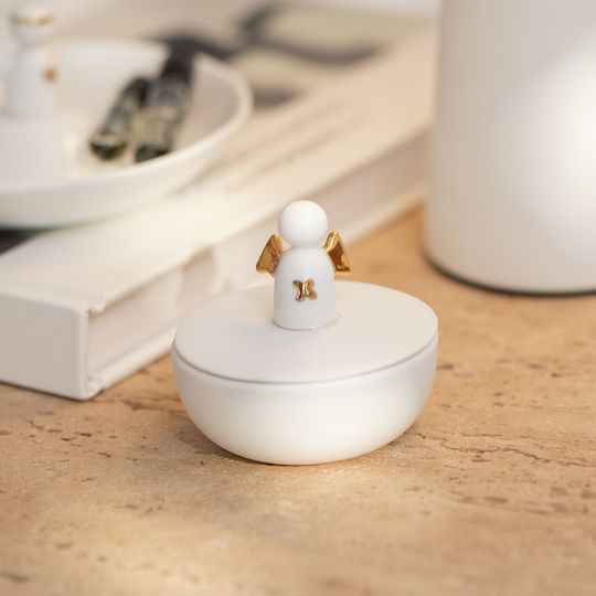Raeder General Use Vase with Lid made of White Porcelain 6x6x5.7cm