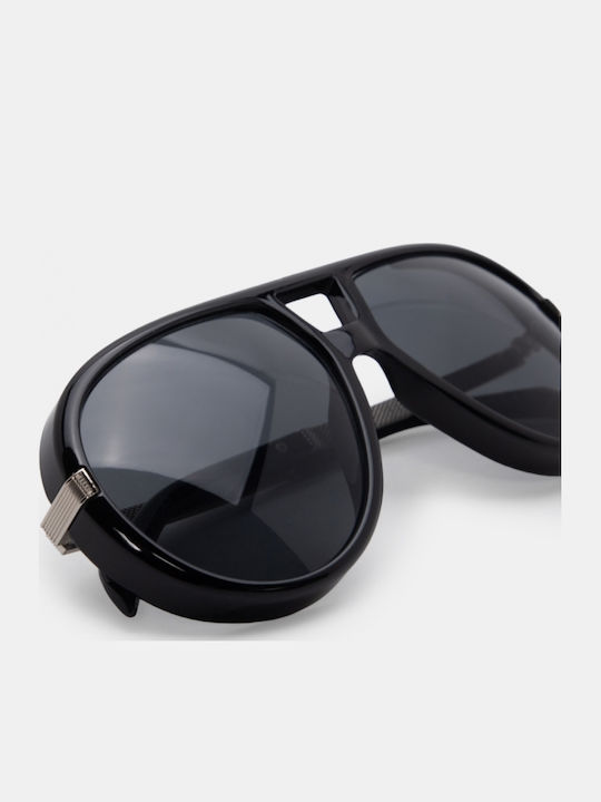Luigi Unisex Sunglasses with Black Metallic Frame and Black Lens