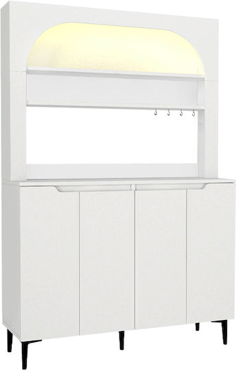 Led Окачен Кухненски Шкаф Бял 120x40x181.8см