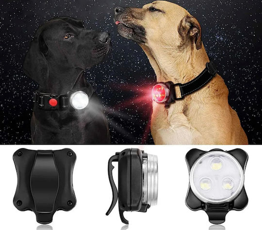 Zola Hundetags mit LED-Licht Weiß-Rotes Licht Silikon Kunststoff Ipx5 4 Beleuchtungsmodi Schwarze