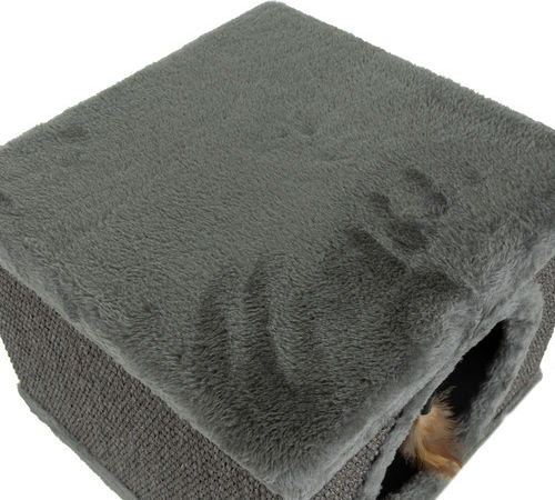 Căsuță pentru Pisici Interior Moale Jucărie Picioare din Lemn 38 x 32 x 32 cm Gri