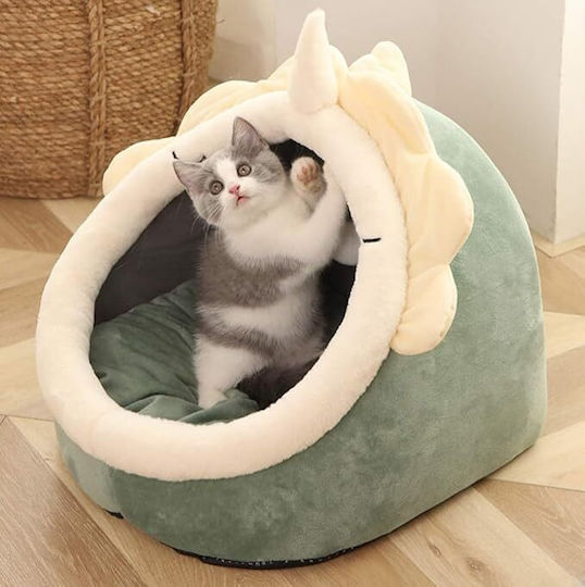 Small Breed Dog Cat Bed Size L Polyester Unicorn Design 42x42x35 Cm Green