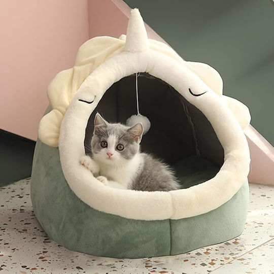 Small Breed Dog Cat Bed Size L Polyester Unicorn Design 42x42x35 Cm Green