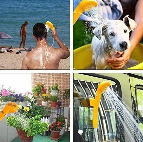 Set Duș Portabil Pentru Mașină Pompă Electrică Zola 60w 5l/min Reglare Debit Apă Alimentare Priză Brichetă 12v Cârlig Montare Ventuză Furtun 2m Galben