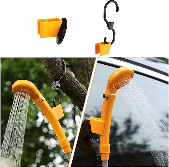 Set Duș Portabil Pentru Mașină Pompă Electrică Zola 60w 5l/min Reglare Debit Apă Alimentare Priză Brichetă 12v Cârlig Montare Ventuză Furtun 2m Galben