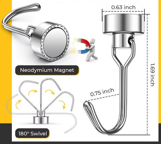 Set 12 Neodym Magnete Haken Organisation 16 × 45 Mm Silber