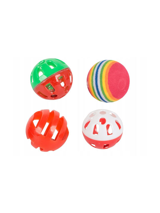 Set 9 Jucării Cadou De Crăciun Pisică 5 Bile Moș Crăciun 2 Fundițe Băț Colorat Multicolor