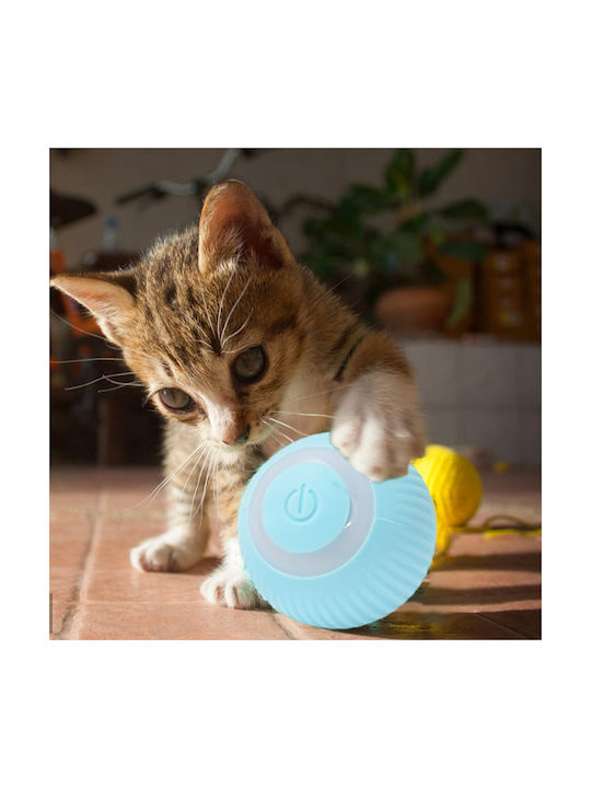 Jucărie Interactivă Pentru Pisici Din Plastic Siliconic Cu Baterie Incorporată Led Usb Diametru 4,3 Cm Albastru