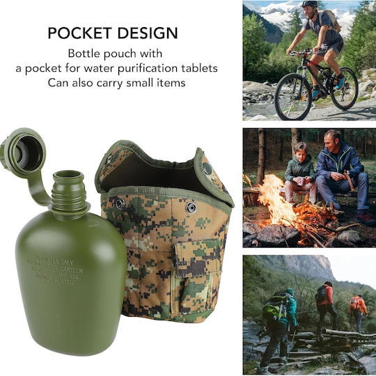 Water Container Case Cup Included 1 L Military Model Plastic Aluminum Brown Army