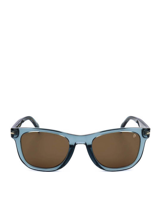 David Beckham Ochelari De Soare Unisex Cu Ramă Din Plastic Albastru Deschis Și Lentile Albastre Deschise DB 1006/S PJP/70