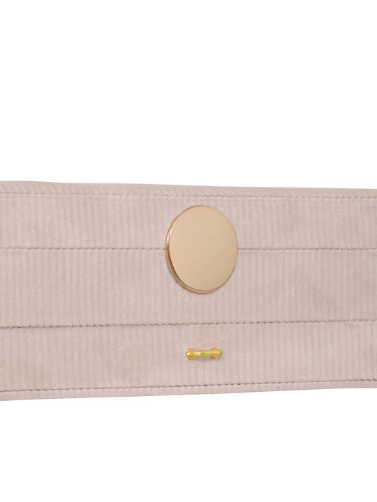 Jewellery Box Fabric with Drawer & Mirror Beige 19x27.5x10cm