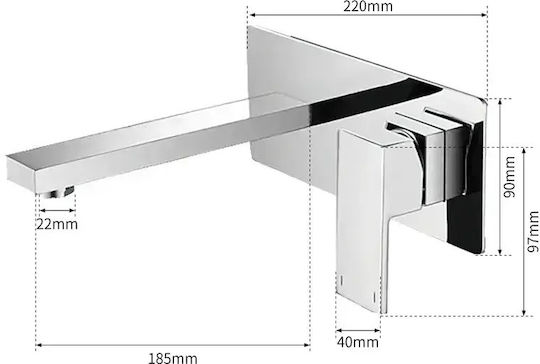 Landsh Built-in Mixer & Mouthpiece Set for Bathroom Sink Silver