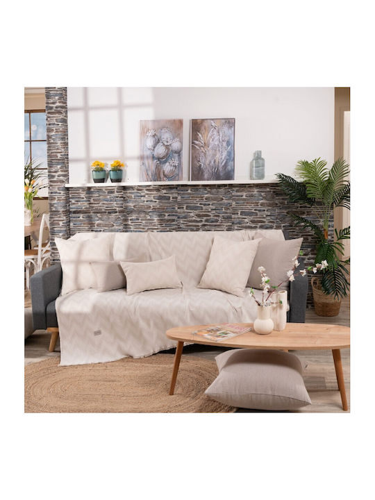 Teoran Sanremo Decken & Couchdecken Viersitzer-Sofa Überwurf Chenille 180x350cm Ecru