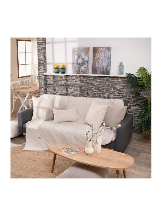 Teoran Sanremo Decken & Couchdecken Viersitzer-Sofa Überwurf Chenille 180x350cm Ecru