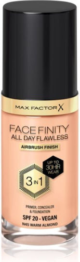 Max Factor Facefinity All Day Flawless 3-in-1 Liquid Foundation SPF20 30 Porcelain 30ml