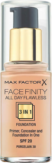 Max Factor Facefinity All Day Flawless 3-in-1 Liquid Foundation SPF20 30 Porcelain 30ml
