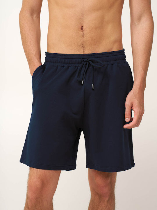 Vamp Sommer Herrenpyjama Bermuda Baumwollene Blau