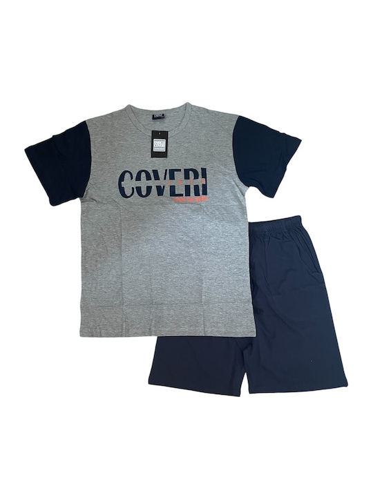 Enrico Coveri Sommer Herrenpyjama Grau Melange