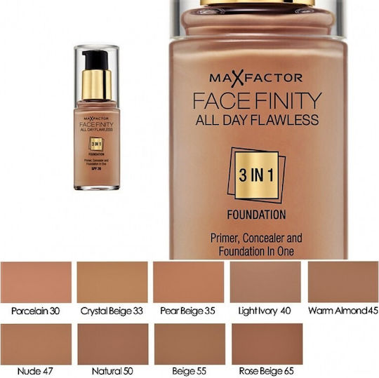 Max Factor Face Finity Liquid Foundation SPF20 50 Natural 30ml