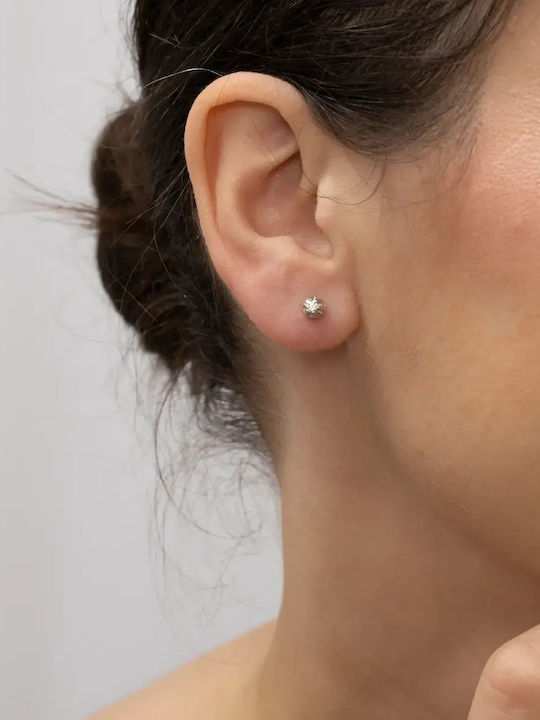 Stud Earrings in 18K White Gold with Diamond