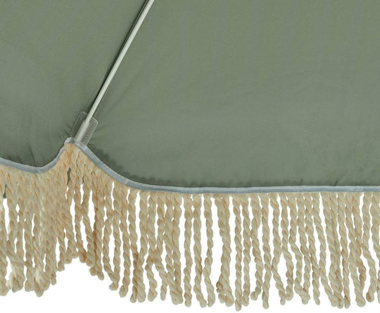 Ομπρέλα Στρογγυλή Ξύλινη Boho Lounge Πράσινη Φ1.6m
