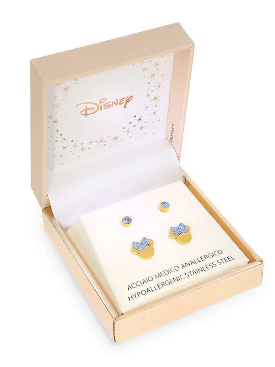Disney Σετ Σκουλαρίκια από Ατσάλι Επιχρυσωμένα με Πέτρες