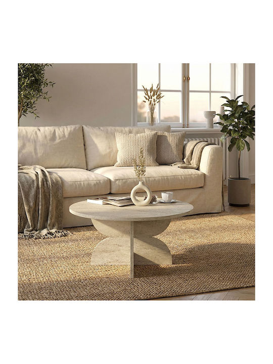 Кръгла Централна Маса Mara Дървена Travertine 75x75x36.8см