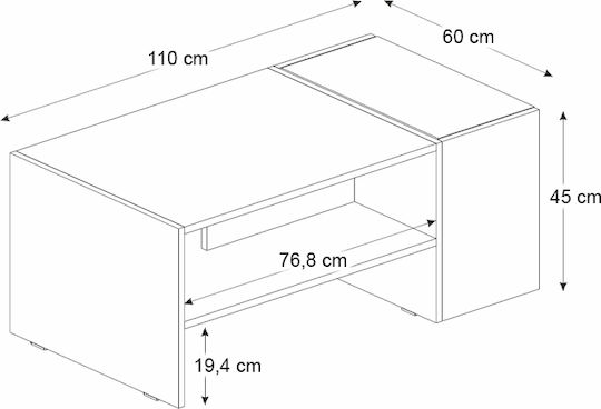 Ορθογώνιο Κεντρικό Τραπεζάκι Izia Ξύλινο Sapphire Oak - Ανθρακί Μ110xΠ60xΥ45εκ.