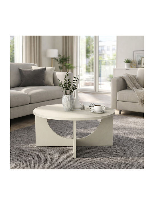 Round Central Coffee Table Lemmar Wooden Sandstone W75xL75xH36.8cm GP042-0379 1