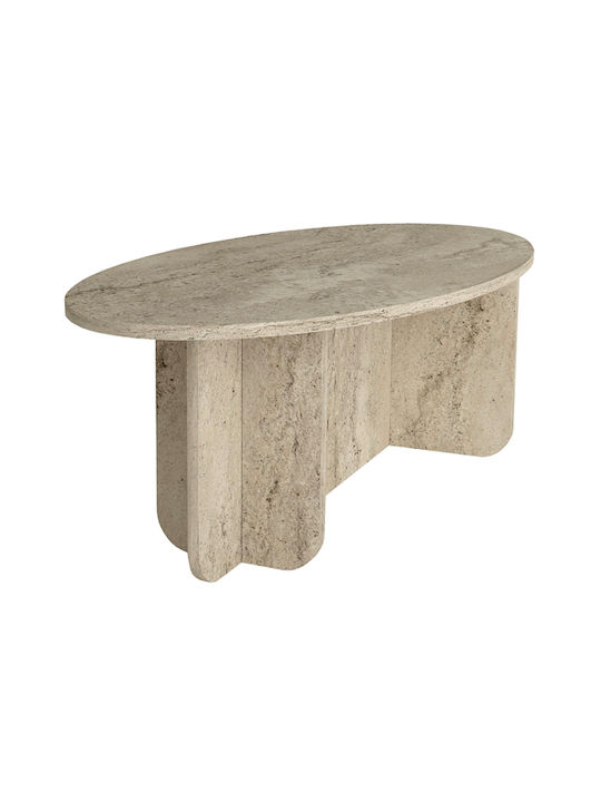 Овално Централно Кафе Масичка Ravey Дървено Travertine Ш120xД60xВ39.6см
