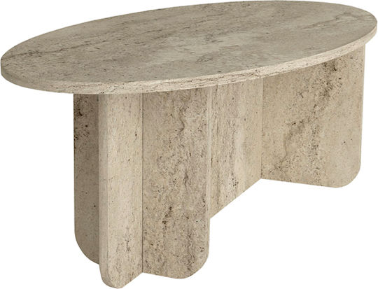 Oval Central Coffee Table Ravey Wooden Travertine W120xD60xH39.6cm