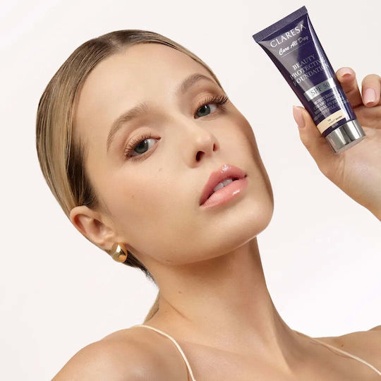 Claresa Красив Защитен Лилаво Бял Фон Дьо Тен SPF50 2w Среден Топъл 30мл