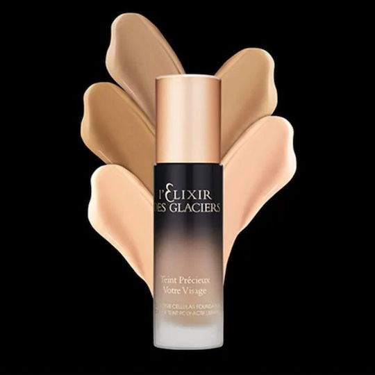 Fond de ten cu acoperire mare, netezire a pielii, reducere a porilor Valmont L'elixir Des Glaciers Teint Précieux nuanța Sandy Beige în Paris, volum 30 ml