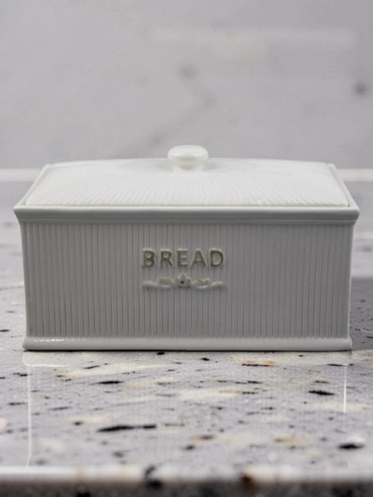 Karvounis Brotkasten mit Deckel Keramik Weiß 32,7x19x19cm