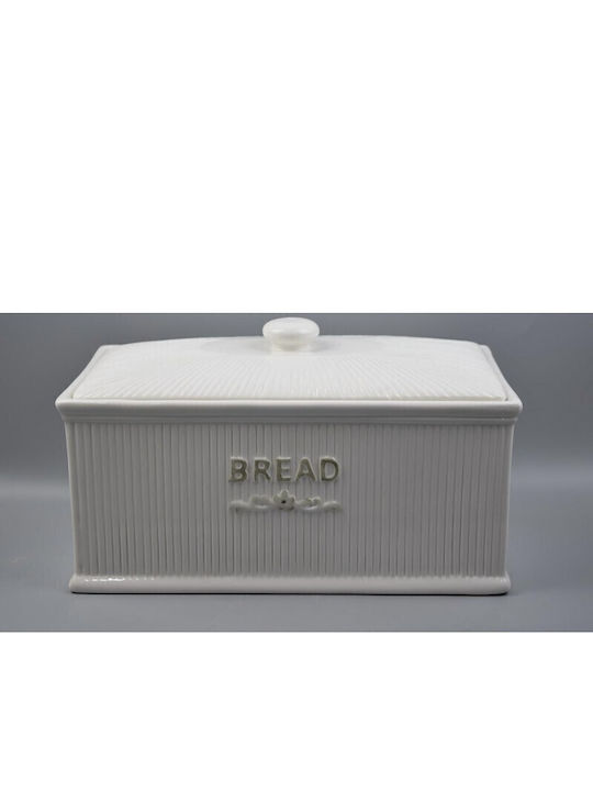 Karvounis Brotkasten mit Deckel Keramik Weiß 32,7x19x19cm