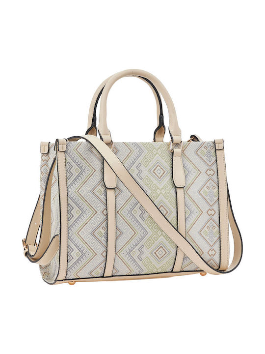 Verde Verde Stoff Damen Handtasche Tote Handgelenk Tragetasche Beige