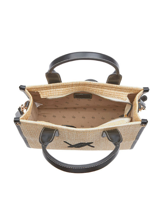 Rattanstasche Damen Schulter Schwarz