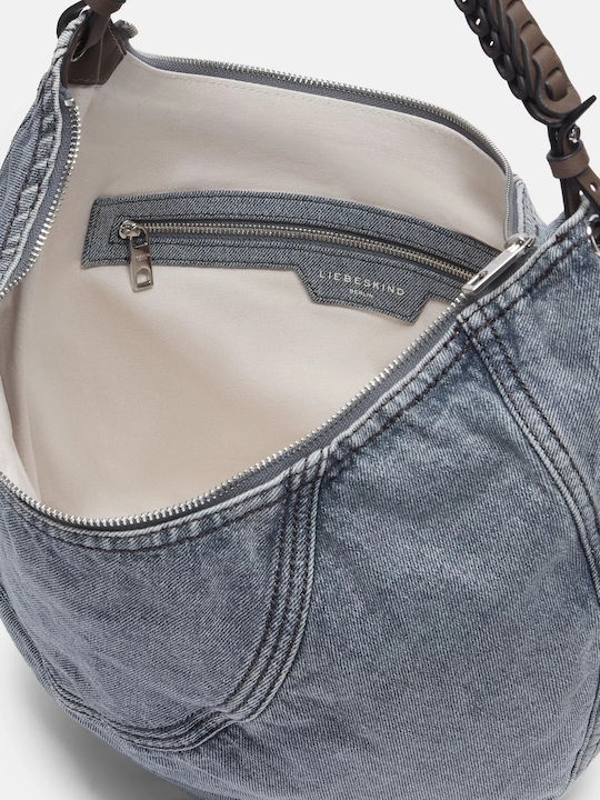 Damen Schultertasche Aus Leder Blau