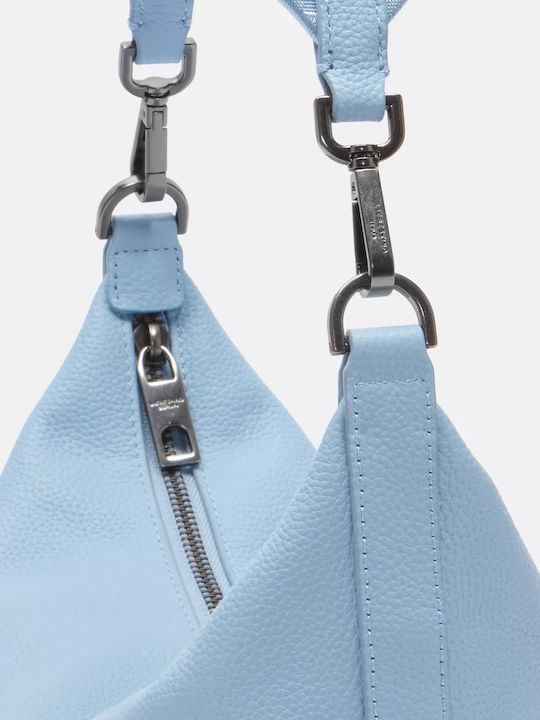 Damen Leder Schultertasche Hellblau