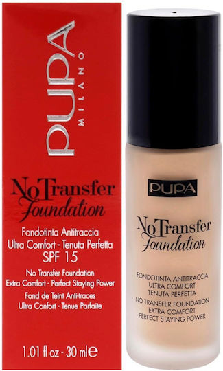 Pupa No Transfer Foundation SPF15 30ml