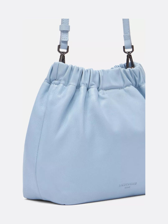 Damen Leder Schultertasche Hellblau