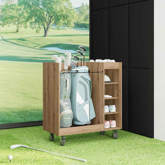 Golf Cabinet Wheels Monochrome Artisan Oak 90 x 45 x 98 cm 899470 Beige