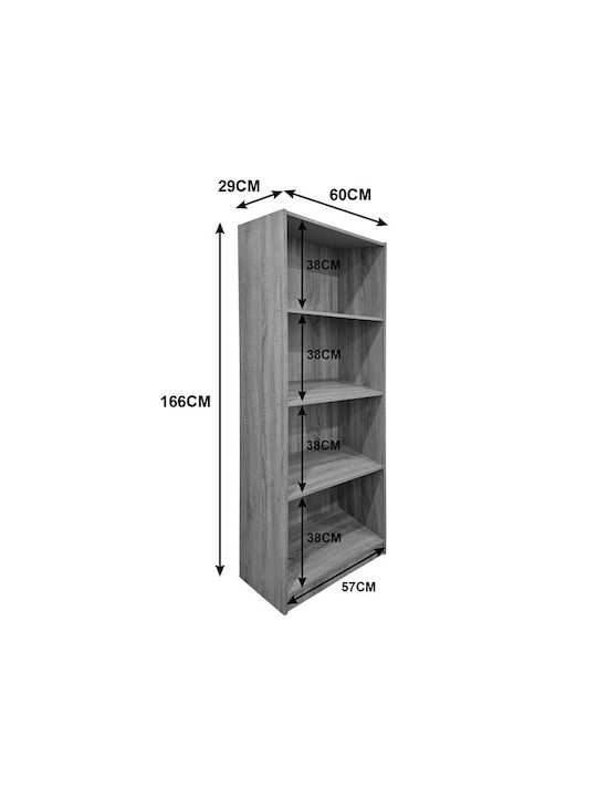 Bücherregal Kendy Anthrazit 60x30x167cm