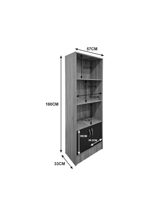 Βιβλιοθήκη Tekaro Sonoma-ανθρακί 57x33x180εκ.